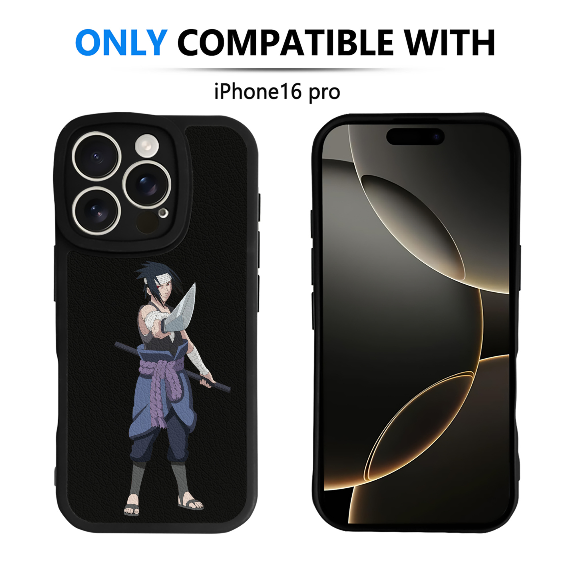 （画像用） NARUTO -ナルト- うちは サスケ Uchiha Sasuke 【iPhone 16シリーズ対応】シリコンスマホケース（レザー調） 材質：シリコン